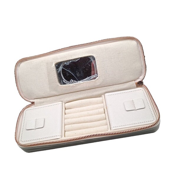 Monat Handbags - Monat Cosmetic Bag with Travel Jewelry Case Makeup Mirror Pink Rose Gold NWOT